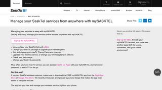 mySaskTel | Manage your SaskTel services from anywhere with ...