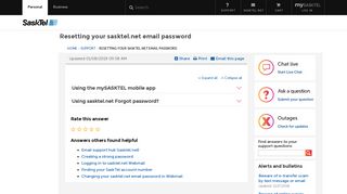 Resetting your sasktel.net email password