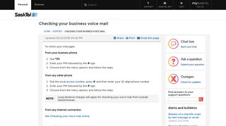 Checking your business voice mail - SaskTel