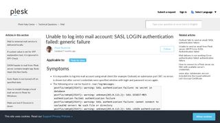 Unable to log into mail account: SASL LOGIN authentication failed ...
