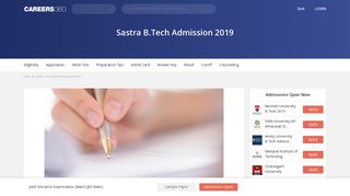 Sastra B.Tech Admission 2019 – Dates, Eligibility, Application Form