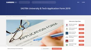 SASTRA University B.Tech Application Form 2019, Registration ...