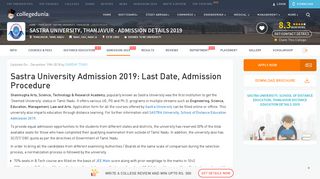Sastra University Admission 2019 - Collegedunia