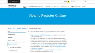 How to Register for the SAT Online | SAT Suite of ... - The College Board