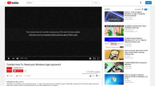 Toshiba How-To: Reset your Windows login password - YouTube