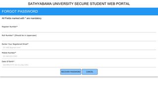 SATHYABAMA UNIVERSITY SECURE STUDENT WEB PORTAL