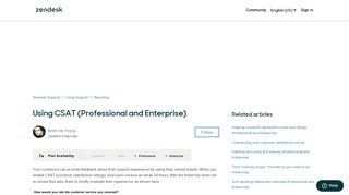 Using CSAT (Professional and Enterprise) – Zendesk Support