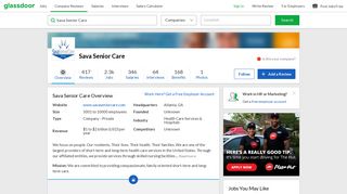 Working at Sava Senior Care | Glassdoor