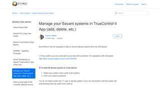 Manage your Savant systems in TrueControl II App (add, delete, etc ...