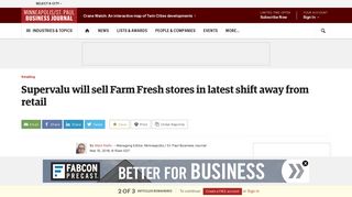 Supervalu will sell Farm Fresh stores in latest shift away from retail ...