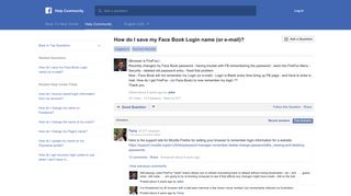How do I save my Face Book Login name (or e-mail)? | Facebook ...