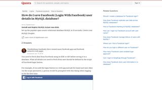 How to save Facebook (Login With Facebook) user details in MySQL ...