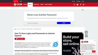 How to save logins and passwords in Internet Explorer? - Ccm.net