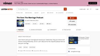 The Save The Marriage Podcast - Lee H. Baucom, Ph.D. | Listen Notes
