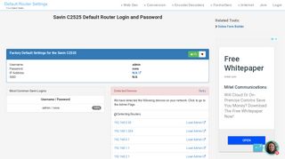 Savin C2525 Default Router Login and Password - Clean CSS
