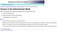 Access in the Administrator Mode