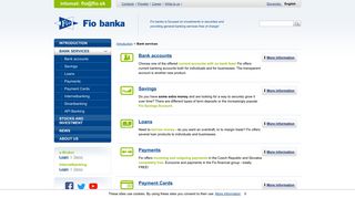 Bank account, savings, loans, Internet banking, payment cards | Fio bank