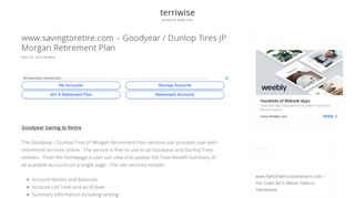 www.savingtoretire.com – Goodyear / Dunlop Tires JP Morgan ...