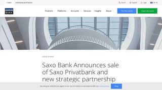 Saxo Bank Announces sale of Saxo Privatbank and new strategic ...