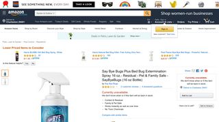 Amazon.com : Say Bye Bugs Plus Bed Bug Extermination Spray 16 oz ...