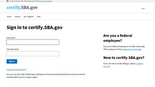 Login - certify.SBA.gov - Small Business Administration