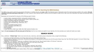 SBA - Search SBSS Database Help, Certifications