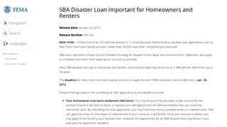 SBA Disaster Loan Important for Homeowners and Renters | FEMA.gov