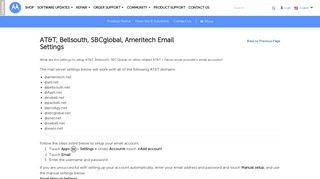 AT&T, Bellsouth, SBCglobal, Ameritech Email Settings - Motorola ...