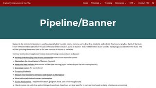 Faculty Resource Center - Pipeline/Banner - Google Sites