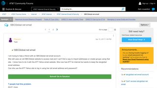 Solved: SBCGlobal.net email - AT&T Community