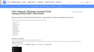 AT&T, Bellsouth, SBCglobal, Ameritech Email Settings (DROID RAZR ...