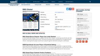 SBG Global Sportsbook Review | SBG Global.com rating by SBR