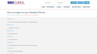 How to wager on your Wireless Phone - SBG Global