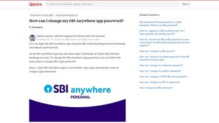 How to change my SBI Anywhere app password - Quora
