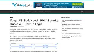 Forget SBI Buddy Login PIN & Security Question - How To Login ...