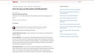 How to pay an SBI credit card bill quickly - Quora