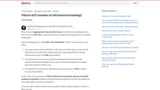 What is KIT number in SBI internet banking? - Quora
