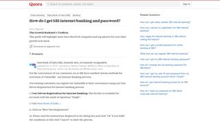 How to get SBI internet banking and password - Quora