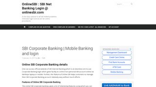SBI Corporate Banking | Mobile Banking and login - OnlineSBI : SBI ...