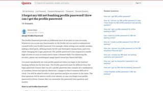 I forgot my SBI net banking profile password? How can I get the ...