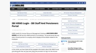 SBI HRMS Login - SBI Staff And Pensioners Portal - BankIndia.org