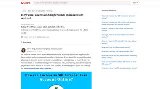 How to access an SBI personal loan account online - Quora