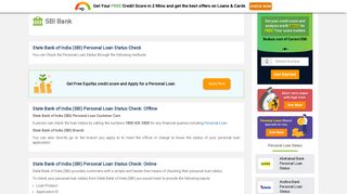 SBI Bank Personal Loan Status - CreditMantri