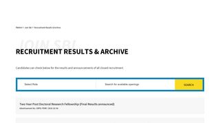 Recruitment Results & Archive - State Bank of India