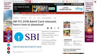 SBI PO 2018 Admit Card released; here's how to download - Times of ...