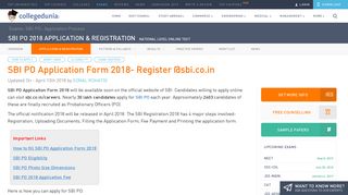 SBI PO Application Form 2018- Apply Online @sbi.co.in - Collegedunia