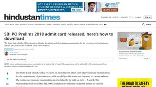 SBI PO Prelims 2018 admit card released, here's how to download ...