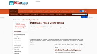 State Bank of Mysore (SBM) Online Banking Services and features
