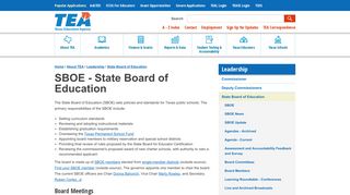 SBOE - State Board of Education - The Texas Education Agency