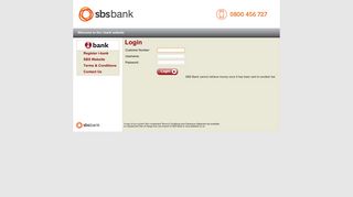 Internet Banking :: Login - SBS Bank